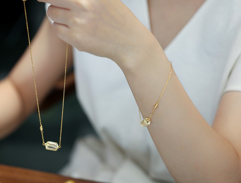 Qixi Festival Valentine's Day gift: Crystal set, natural purified water yellow crystal set, bracelet and necklace set, for couples to send on behalf of others detail image 7