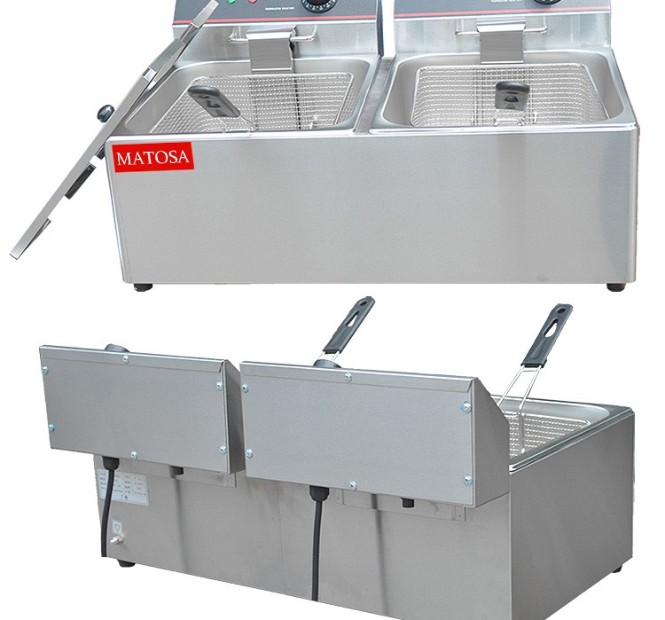 Commercial double-cylinder double-sieve electric fryer FY-11L-2 deep fryer for frying chicken wings and French fries detail image 6