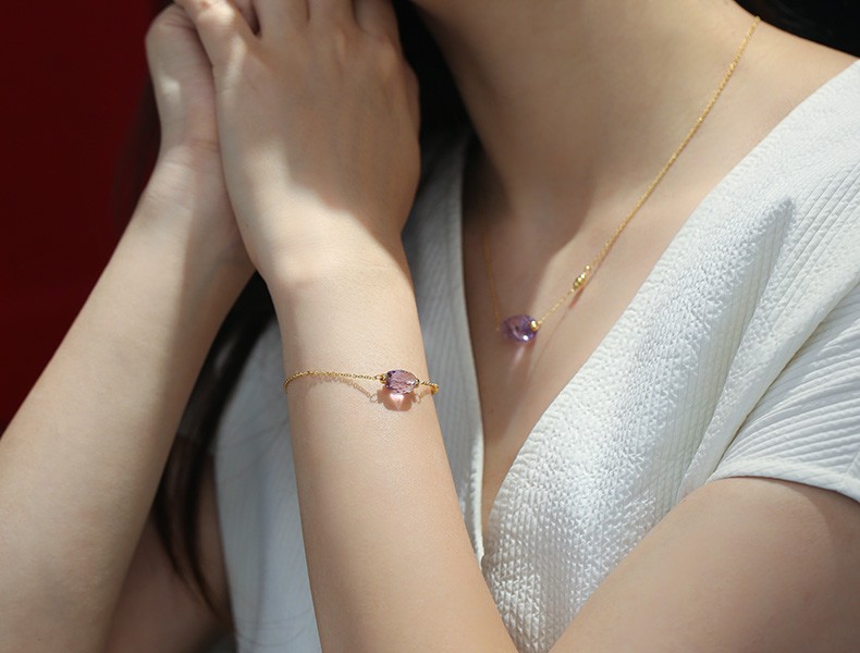Qixi Festival Valentine's Day gift: Crystal set, natural purified water amethyst set, bracelet and necklace set, for couples to send on their behalf detail image 6