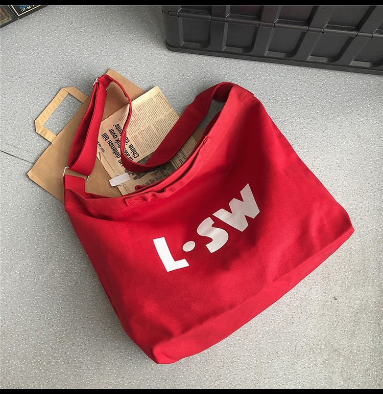 Crossbody Bag Male Fashion Brand Large Capacity Canvas Bag Lazy Style Bag Japanese Ins Letters Student Backpack Female Item Picture