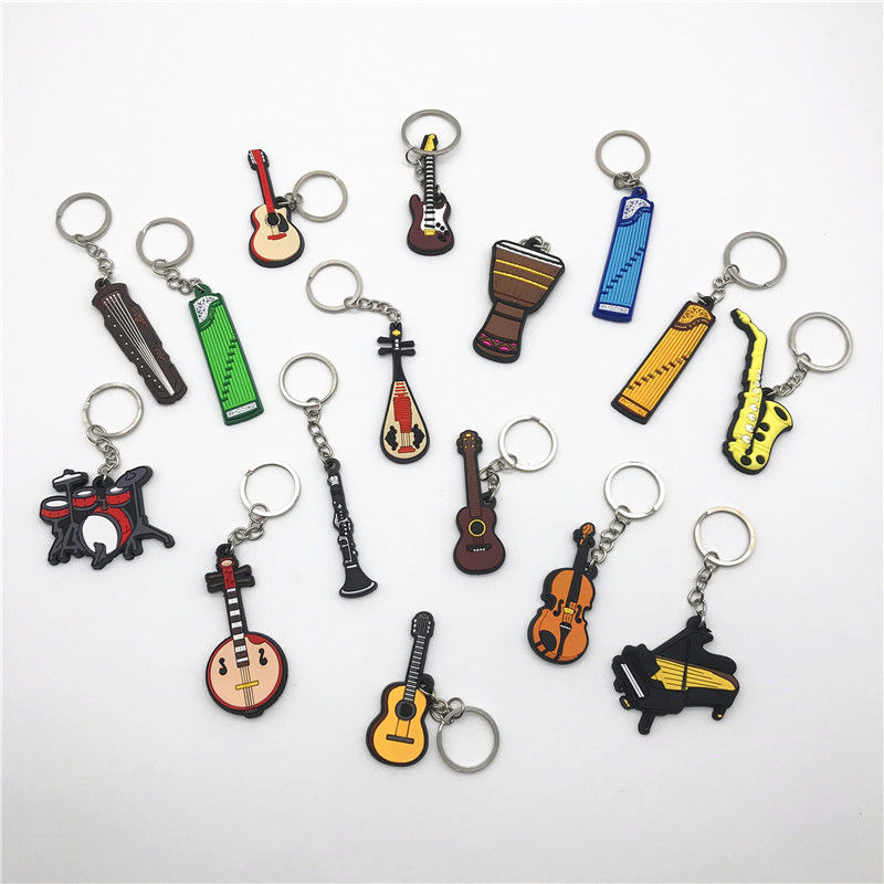 Instrument silicone keychain PVC soft rubber keyring guitar violin 10 thumbnail