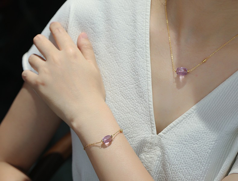 Qixi Festival Valentine's Day gift: Crystal set, natural purified water amethyst set, bracelet and necklace set, for couples to send on their behalf detail image 8