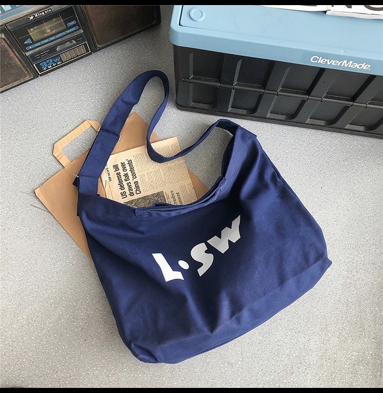 Crossbody Bag Male Fashion Brand Large Capacity Canvas Bag Lazy Style Bag Japanese Ins Letters Student Backpack Female undefined