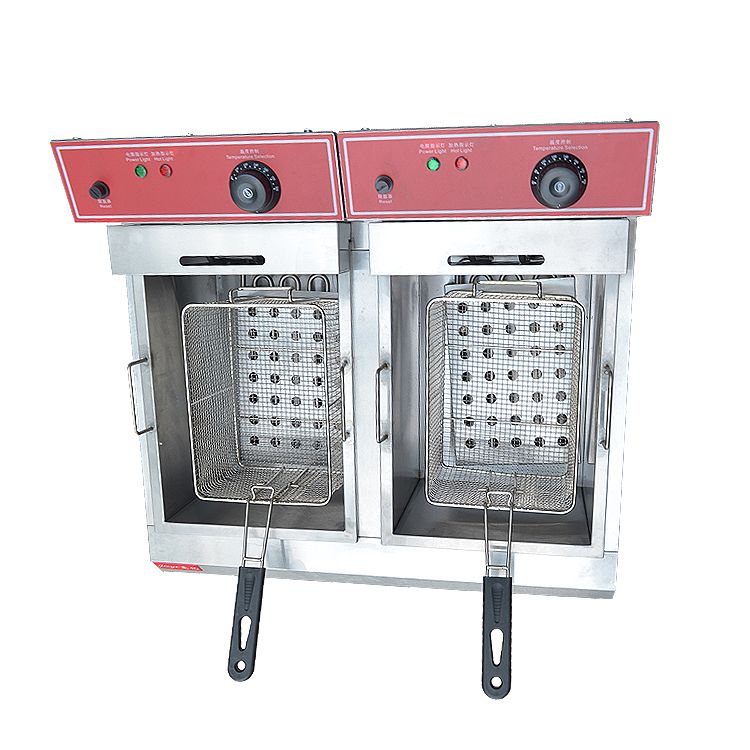Commercial double-cylinder double-sieve electric fryer FY-904 for frying chicken wings, chicken cutlets and French fries Specification image