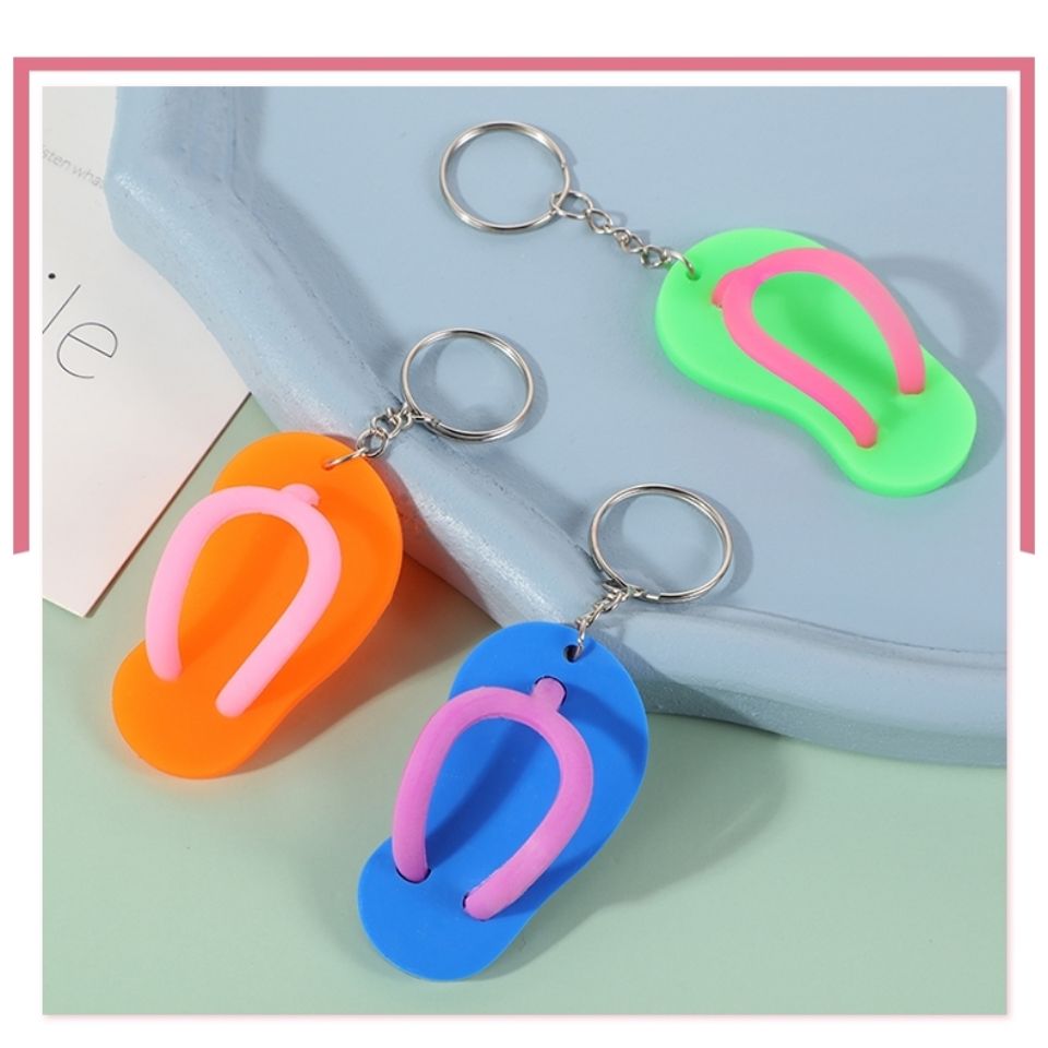 Stereoscopic silicone flip-flops sandals key chain series 8