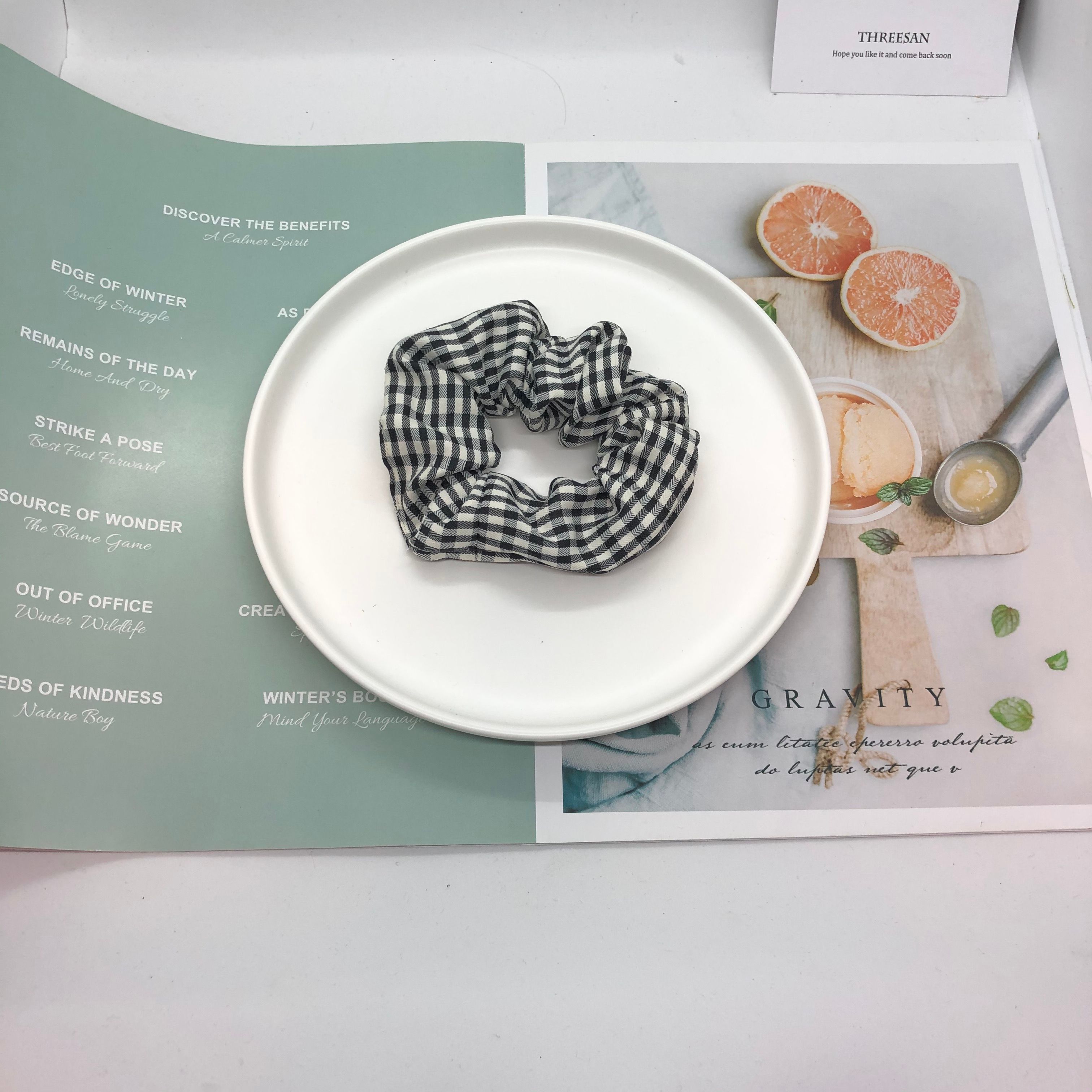 New checkered pig-like large intestine hair ties details Picture