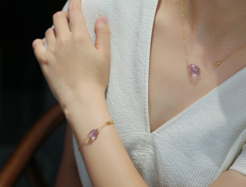 Qixi Festival Valentine's Day gift: Crystal set, natural purified water amethyst set, bracelet and necklace set, for couples to send on their behalf detail image 7