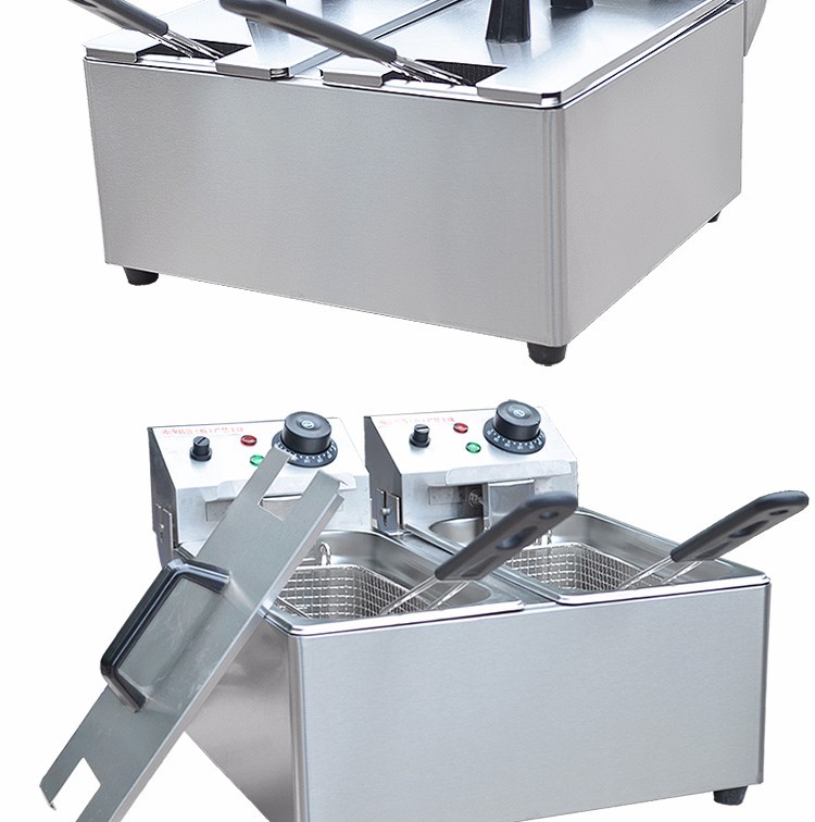 Commercial double-cylinder double-sieve electric fryer FY-4L-2A frying and fryer, fried chicken leg, fried chicken cutlet and French fries machine detail image 6