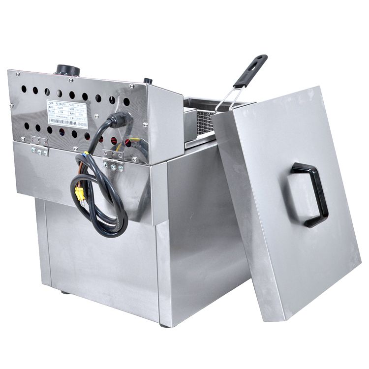 FY-903 Commercial single-cylinder single-sieve electric fryer with temperature limiter for frying chicken wings, fried chicken cutlets, fried chicken legs and French fries Specification image
