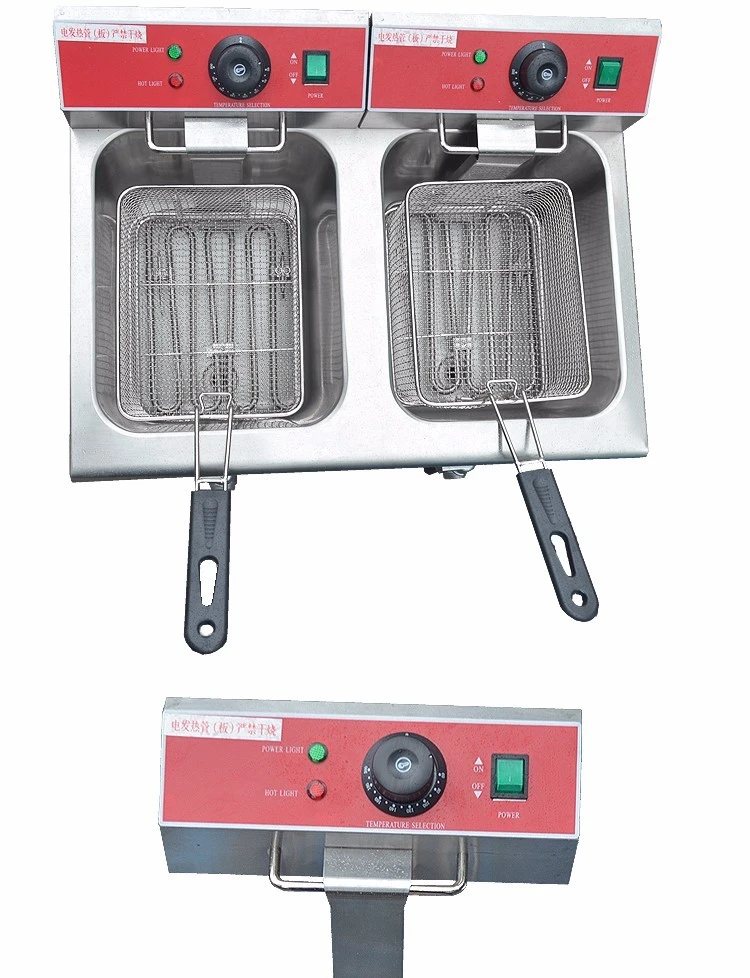 FY-12L-2 commercial double-cylinder double-sieve electric fryer for frying chicken wings, chicken legs and French fries detail image 7