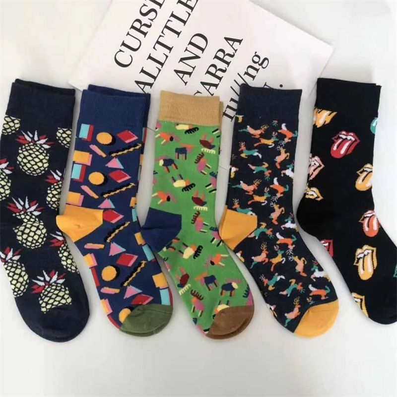Manufacturers direct foreign trade comfortable polyester cotton men's and women's socks simple packaging multi-pattern cotton socks durable socks C071 thumbnail