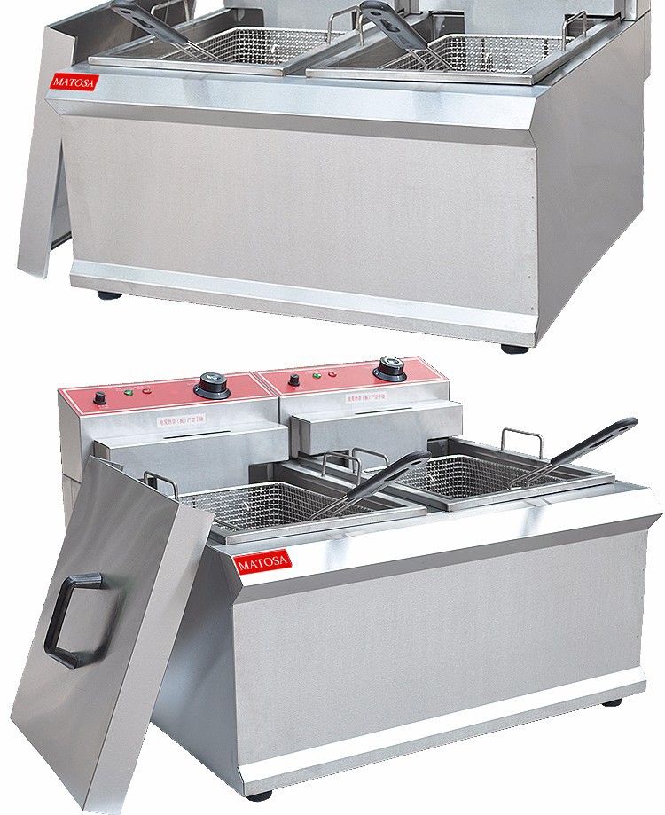 Commercial double-cylinder double-sieve electric fryer FY-904 for frying chicken wings, chicken cutlets and French fries detail image 5