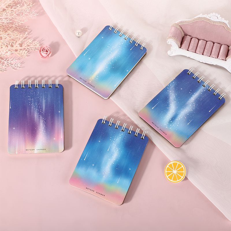 81708 coil notebook, college and junior high school student practice book, side-flipping A7, thickened spiral stationery, girls' style, cartoon, cute, creative, artistic and beautiful, simple Japanese style Specification image