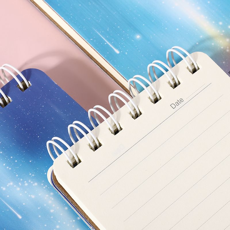 81708 coil notebook, college and junior high school student practice book, side-flipping A7, thickened spiral stationery, girls' style, cartoon, cute, creative, artistic and beautiful, simple Japanese style details Picture