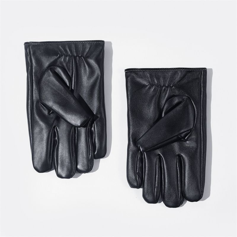 韩版男士皮手套触屏修手单皮薄款加绒保暖秋冬驾驶骑行机车假皮手套详情图2