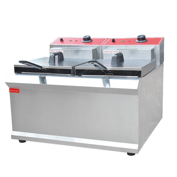 FY-902 Commercial double-cylinder double-sieve electric fryer with temperature limiter for frying chicken wings, fried chicken cutlets, fried chicken legs and French fries Specification image