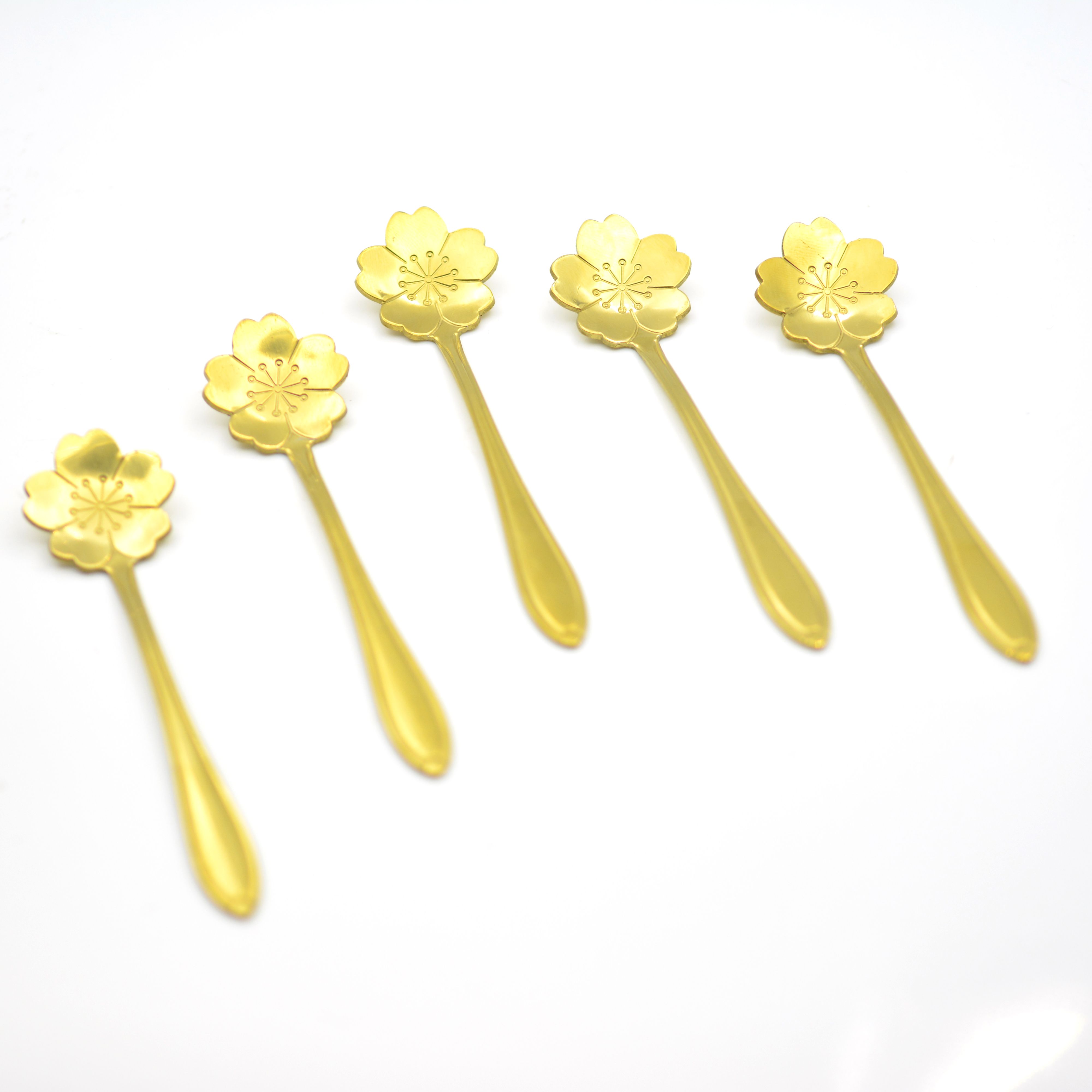 5支装金色樱花短勺甜品搅拌勺咖啡勺5656