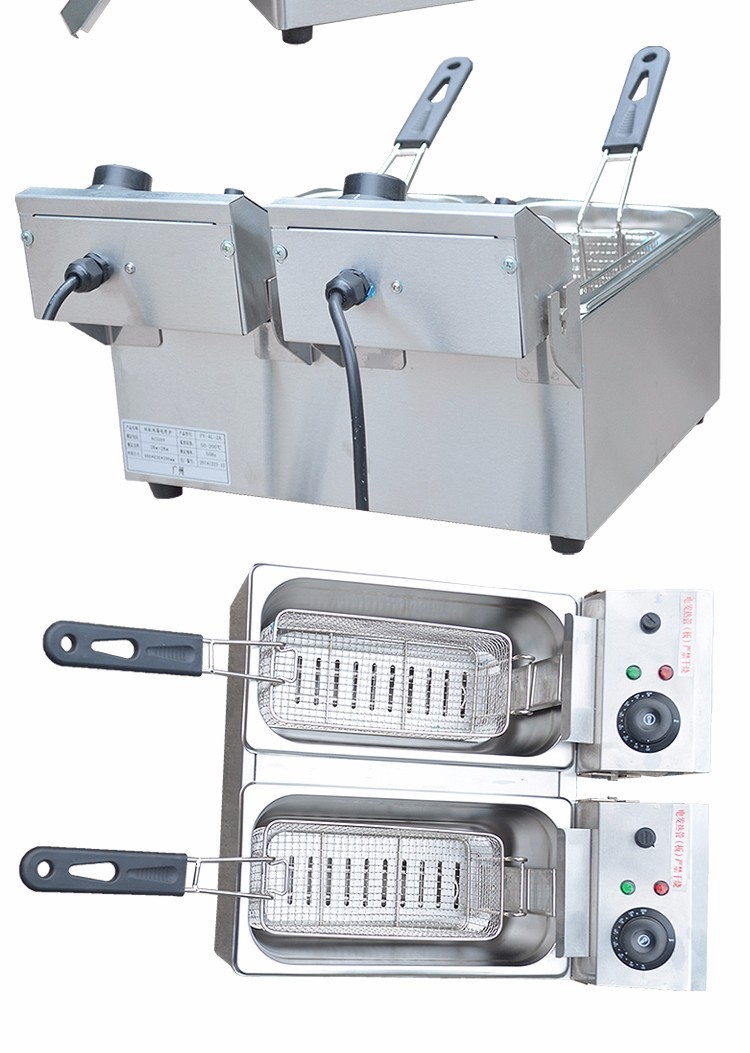 Commercial double-cylinder double-sieve electric fryer FY-4L-2A frying and fryer, fried chicken leg, fried chicken cutlet and French fries machine detail image 7