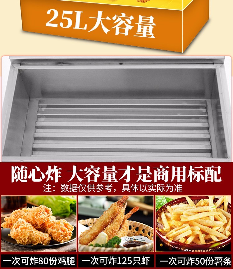 商用燃气炸炉FY-25V.R台式油炸锅炸薯条鸡排单缸单筛炸炉设备详情图5