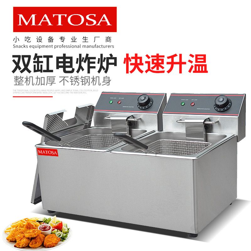 Double-cylinder double-sieve electric fryer FY-8L-2 commercial frying and fryer equipment for frying chicken wings and French fries