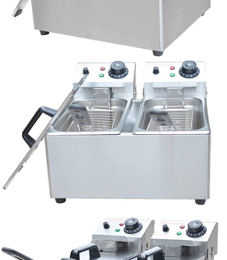 Commercial double-cylinder double-sieve electric fryer FY-4L-2A frying and fryer, fried chicken leg, fried chicken cutlet and French fries machine detail image 5