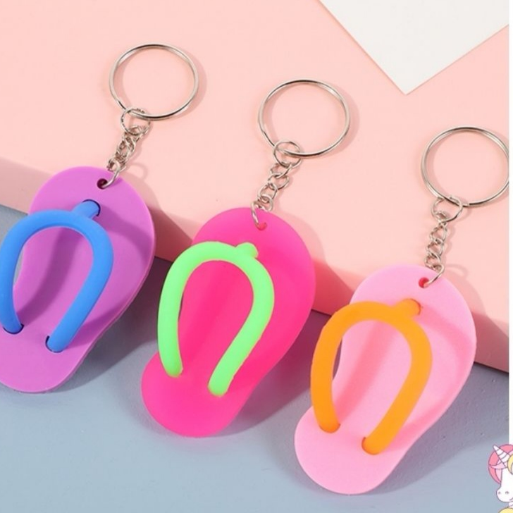 Three-dimensional silicone flip-flops sandals key chain series
