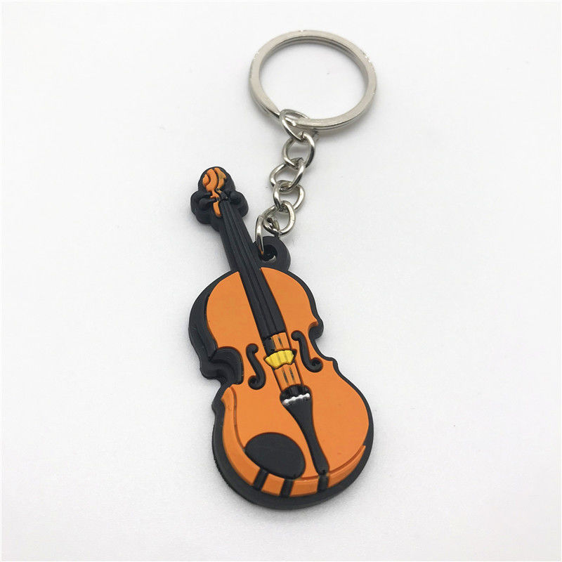 Instrument silicone keychain PVC soft plastic keyring Guitar violin 8 thumbnail