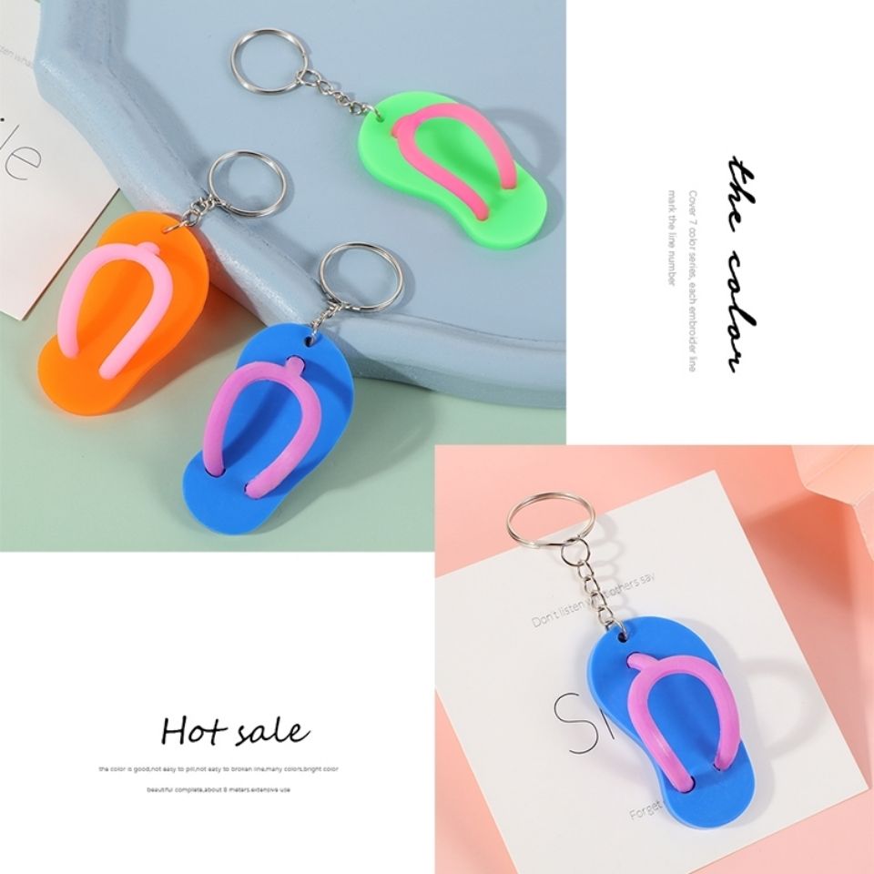 Stereoscopic silicone flip-flops sandals key chain series 5