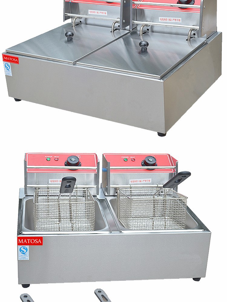 Doble cilindro doble pantalla freidora eléctrica FY-82 freidora comercial patatas fritas pollo frito aletas freidora pic 6