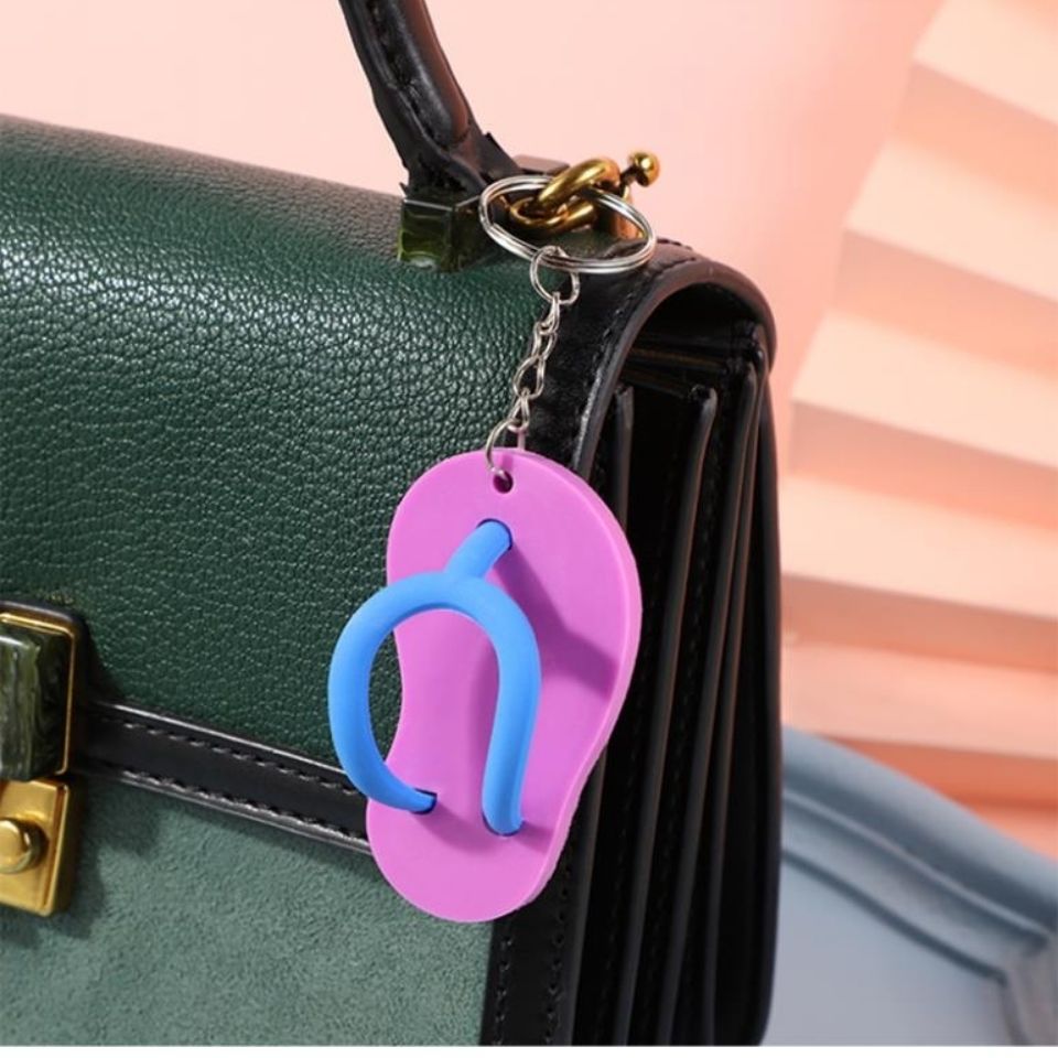 Stereoscopic silicone flip-flops sandals key chain series 6