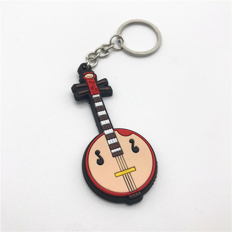 Instrument silicone keychain PVC soft plastic keyring Guitar violin 3