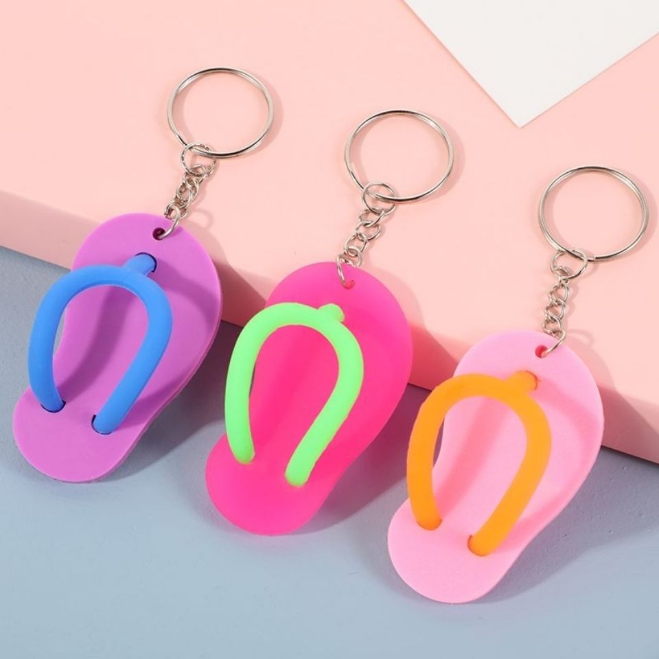 Stereoscopic silicone flip-flops sandals key chain series 7