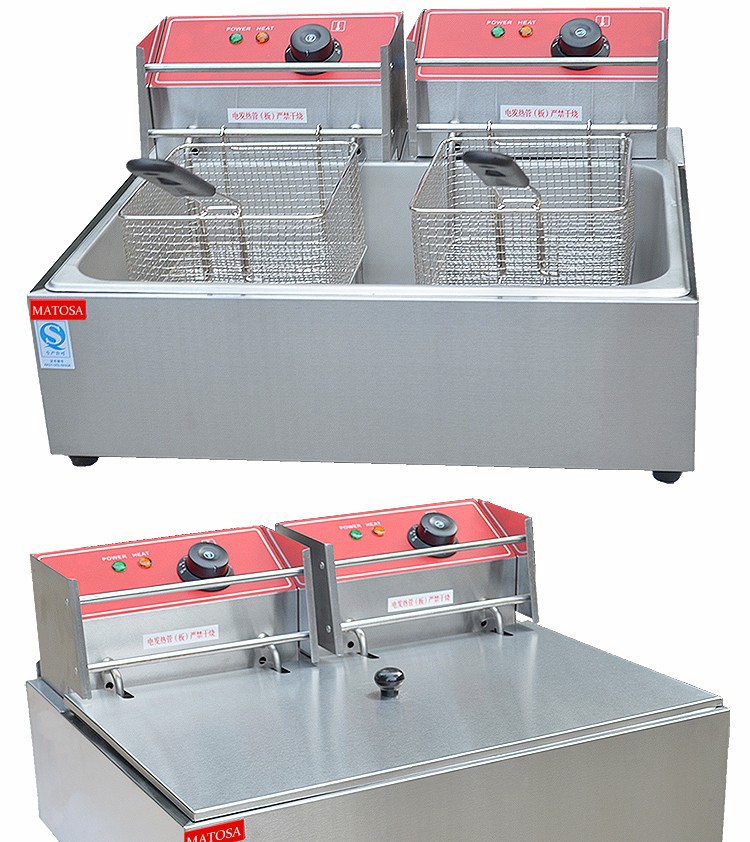 Single-cylinder double-sieve electric stove FY-83 commercial frying and fryer, French fries, fried chicken legs, fried chicken wings, fryer detail image 5