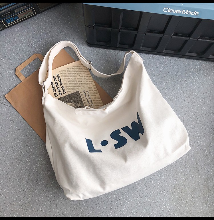 Crossbody Bag Male Fashion Brand Large Capacity Canvas Bag Lazy Style Bag Japanese Ins Letters Student Backpack Female undefined