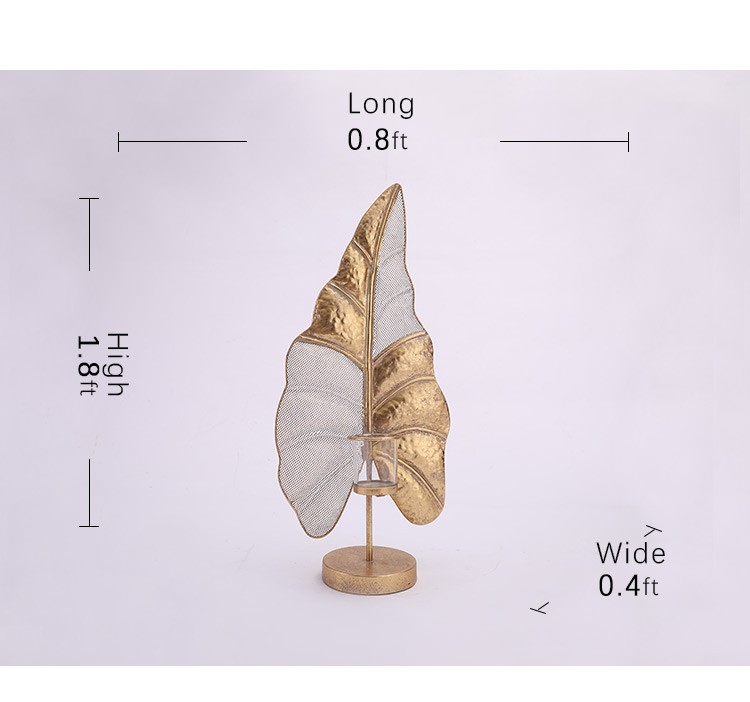 家居金色镂空仿树叶烛台摆件详情图2
