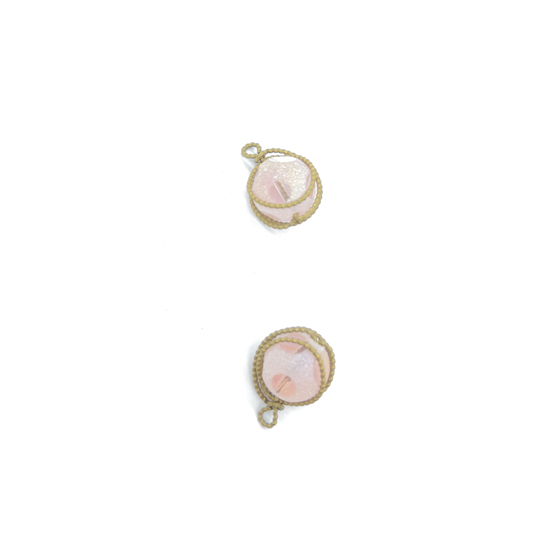 SW01765 Lot flowered copper wire around frosted bead pink