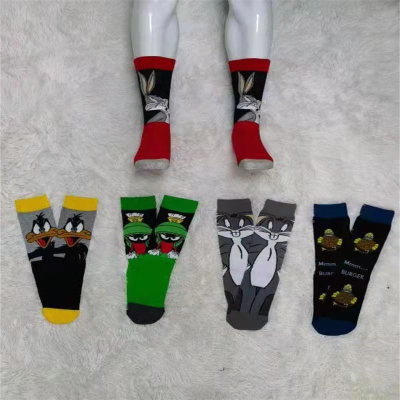 Manufacturers direct foreign trade comfortable polyester cotton men's and women's socks simple packaging multi-pattern cotton socks durable socks C047 thumbnail