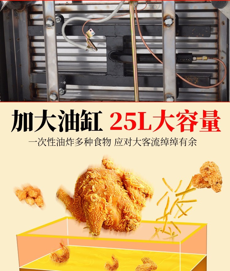 商用燃气炸炉FY-25V.R台式油炸锅炸薯条鸡排单缸单筛炸炉设备详情图4