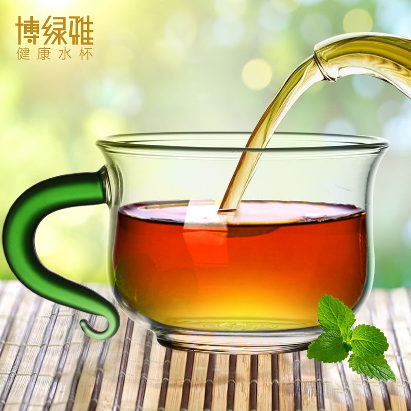 批发博绿雅人工吹制高硼硅耐热玻璃杯绿茶杯茶具
