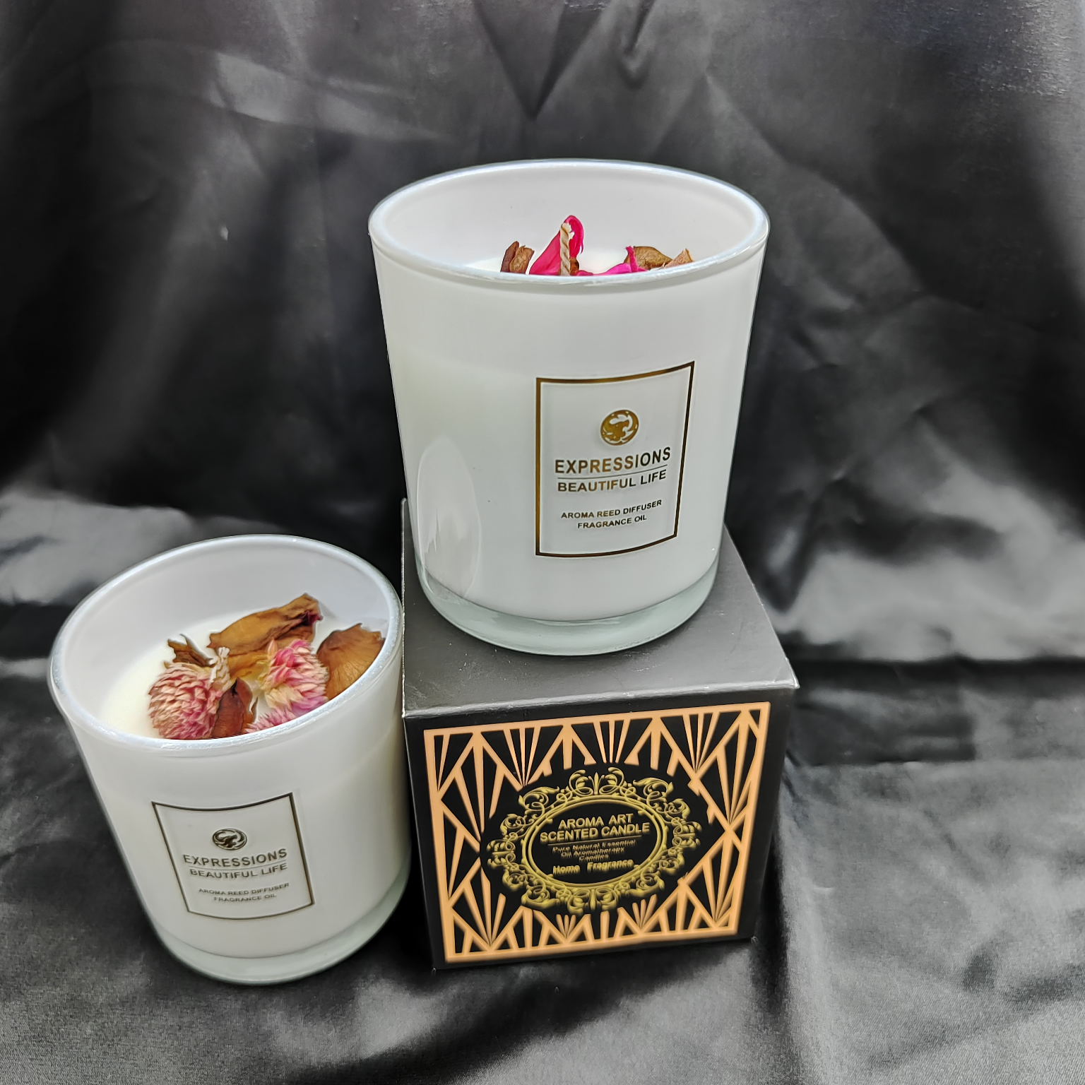 Aroma candle Custom set soy wax cross-border e-commerce wood cover glass healing mood relaxing fragrance candle thumbnail