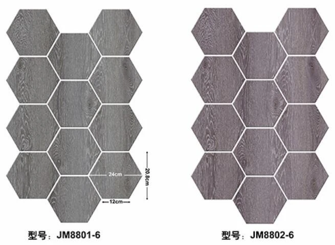 Self-adhesive floor, marble grain, wood grain, hexagonal, shopping mall, office, home decoration, cement floor, floor renovation, 24cm*21cm, kitchen, bedroom, bathroom, living room detail image 1
