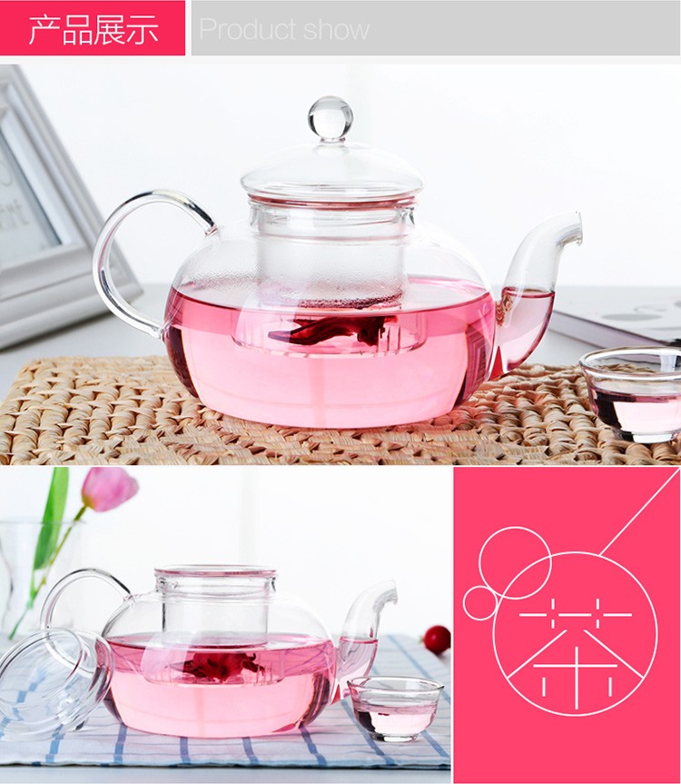 Wholesale glass steaming teapots, boiling teapots, flower teapots, glass cups, tea sets, flower teapots, exquisite teapots detail image 18