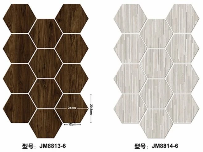 Self-adhesive floor, marble grain, wood grain, hexagonal, shopping mall, office, home decoration, cement floor, floor renovation, 24cm*21cm, kitchen, bedroom, bathroom, living room detail image 2