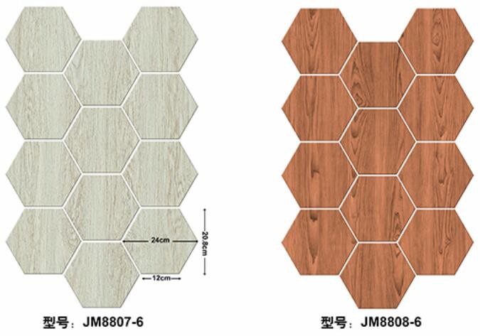 Self-adhesive floor, marble grain, wood grain, hexagonal, shopping mall, office, home decoration, cement floor, floor renovation, 24cm*21cm, kitchen, bedroom, bathroom, living room detail image 3