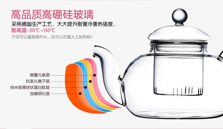 Wholesale glass steaming teapots, boiling teapots, flower teapots, glass cups, tea sets, flower teapots, exquisite teapots detail image 3