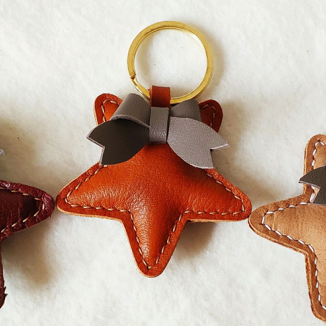 Star key series, bag pendant leather