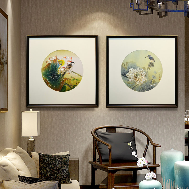 高端中国风铜雕画 荷花翠鸟