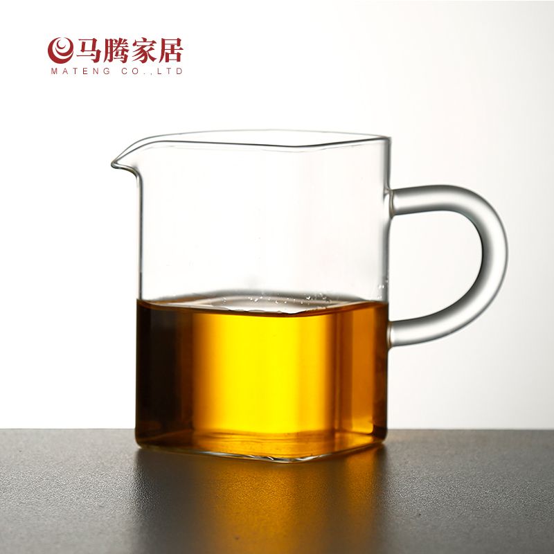 批发玻璃公道杯透明方底公杯家用高硼硅玻璃茶海分茶公道杯
