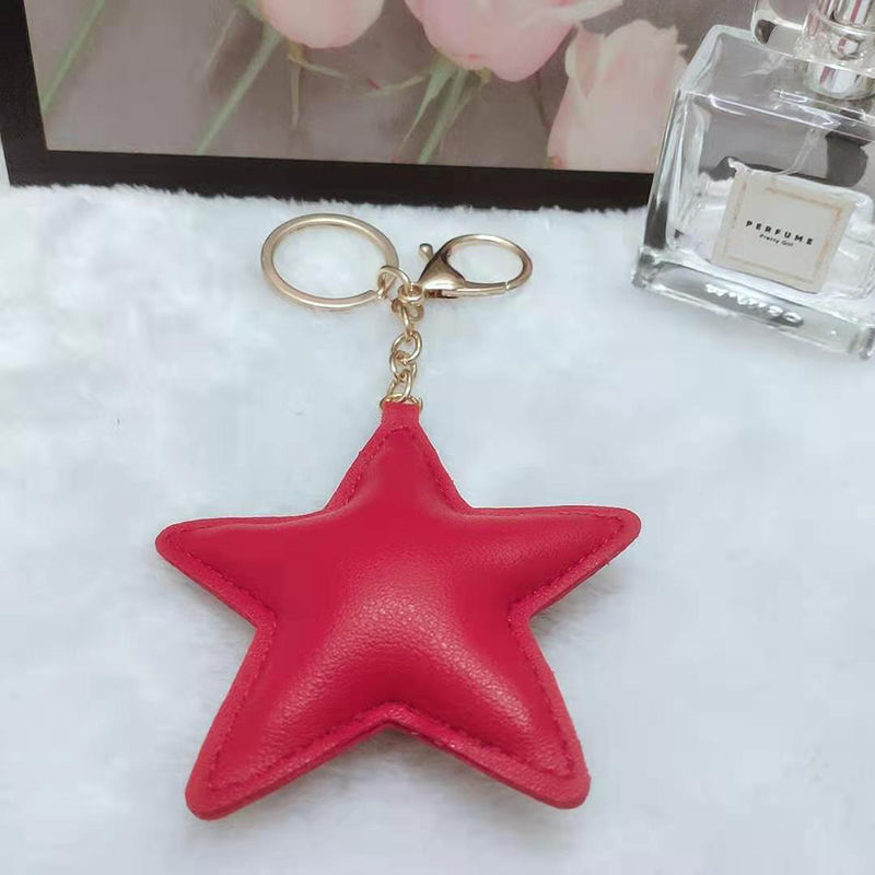 Cute 5-star Key 3-piece bag pendant leather 1