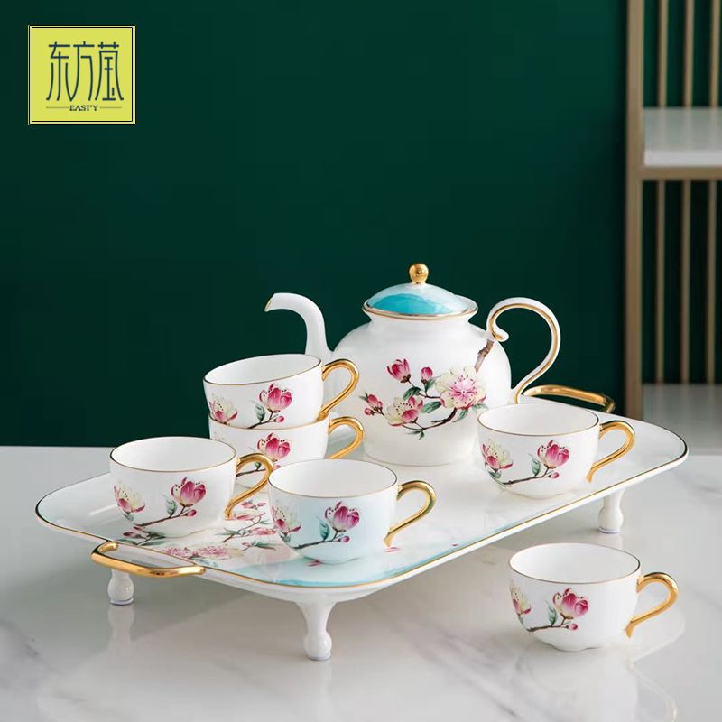 陶瓷咖啡具陶瓷水具茶具骨瓷咖啡具新中式茶具茶咖具杯具套装家用茶杯复古轻奢